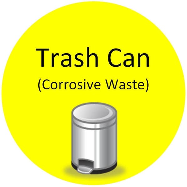 Trash Can Corrosive Waste 12in Diameter Non Slip Floor Sign